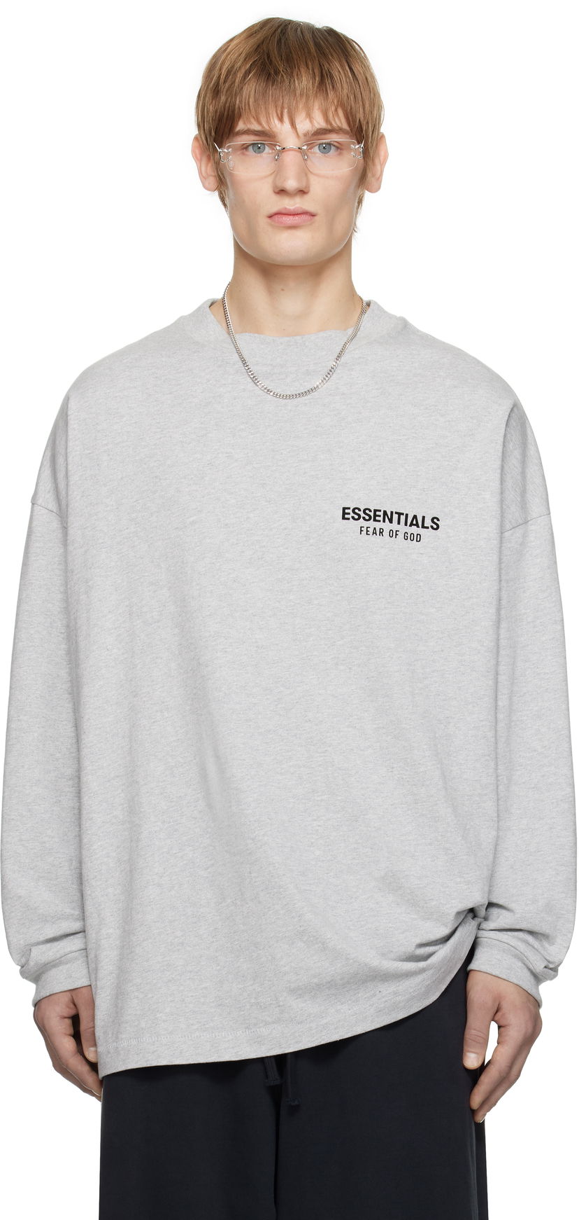 Villapaita Fear of God Fear of God ESSENTIALS Jersey Long Sleeve T-Shirt Harmaa | 125HO244378F