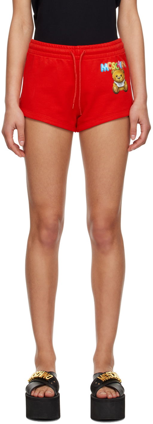 Shortsit Moschino Teddy Bear Print Sweatshorts Punainen | 0328 0428