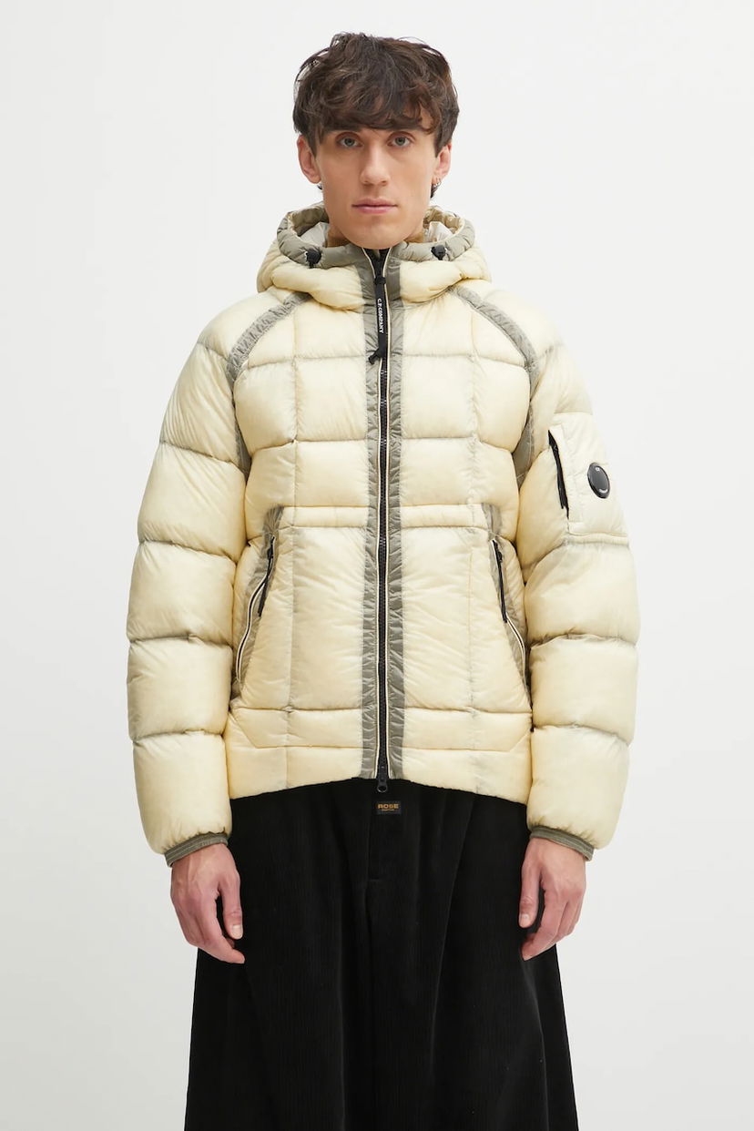 Puffer takki C.P. Company Winter Hooded Quilted Down Puffer Jacket with Contrast Trim Beige | 19CMOW702A110416A