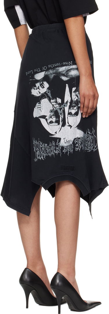 Hame VETEMENTS Vetements Cradle Of Filth Print Asymmetrical Midi Skirt Musta | WCF76SK690M, 2