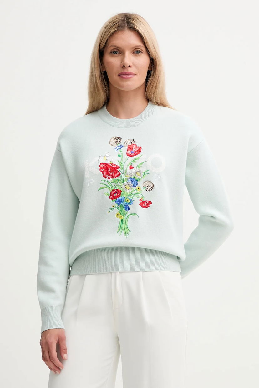 Villapaita KENZO Kenzo Women's Floral Sweater Vihreä | FF62PU7303BG