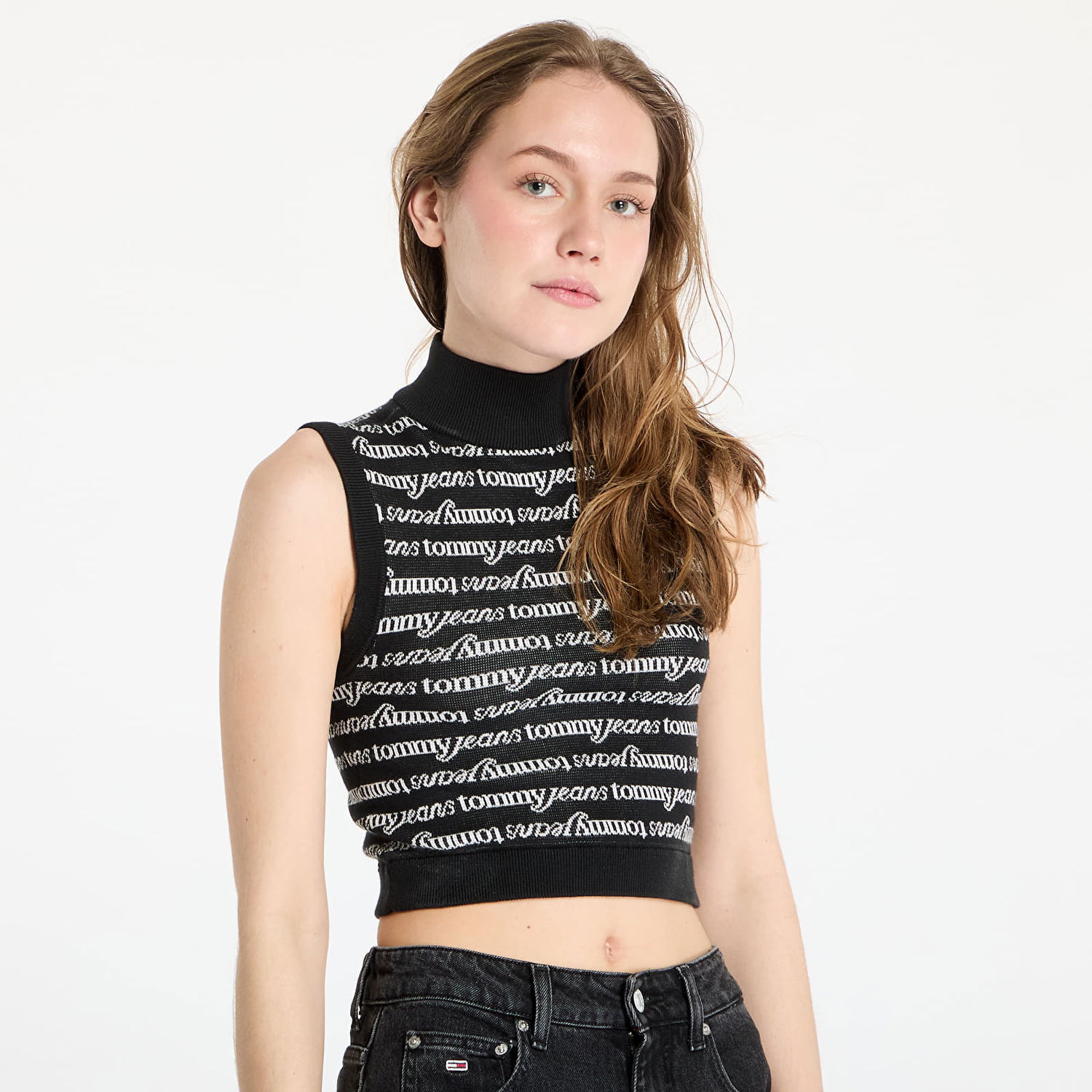 Tankkitoppi Tommy Hilfiger Tommy Jeans Crop Script Vest Musta | DW0DW19346 0GM, 1