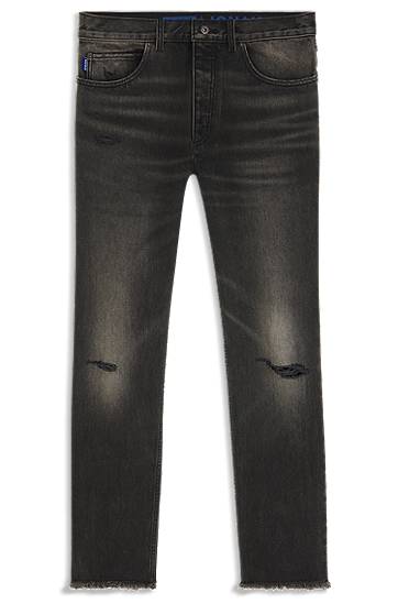 Jeans BOSS Regular Fit Distressed Denim Jeans Musta | 50541593
