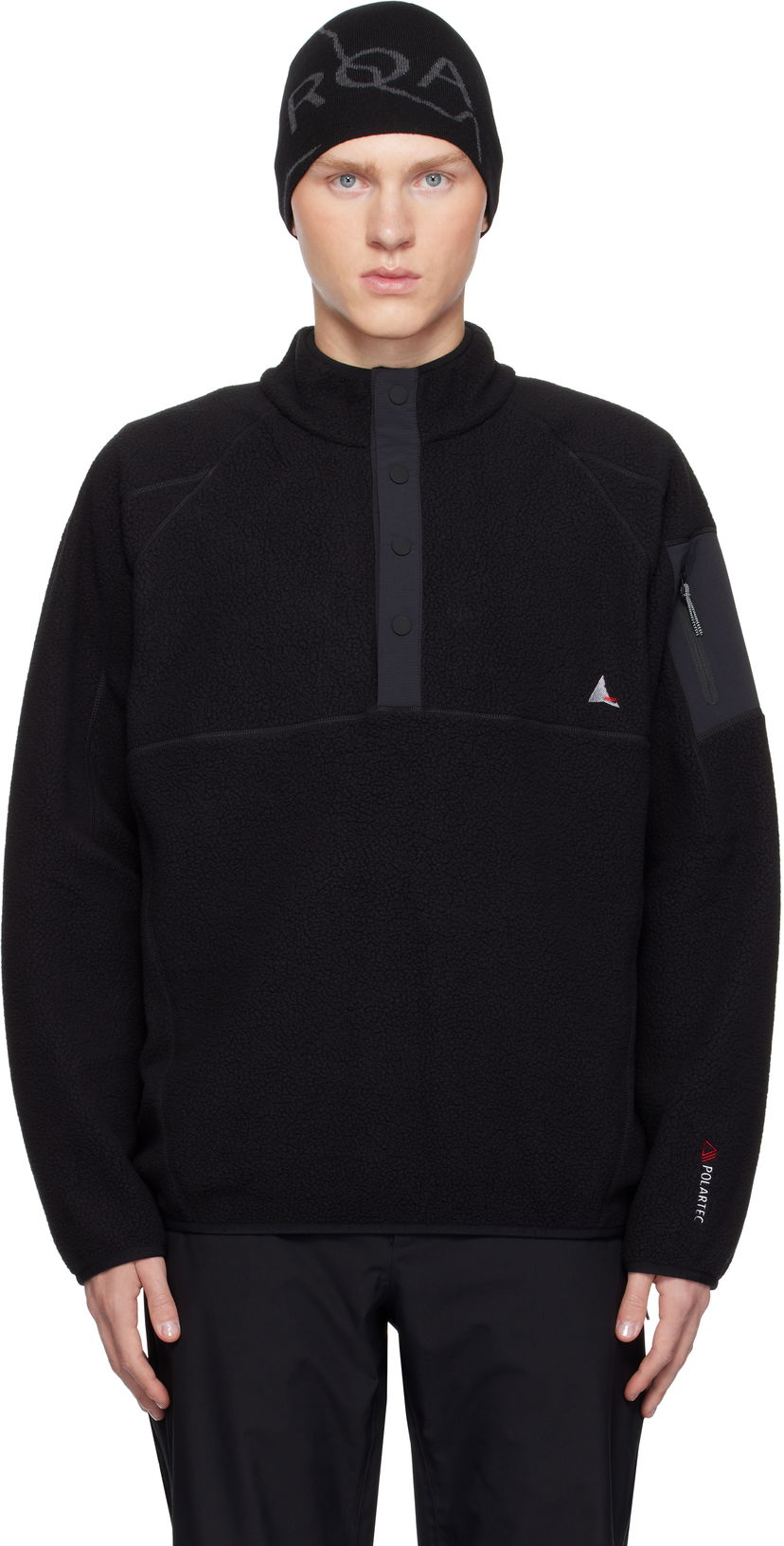 Takki ROA Fleece Button Up Jacket Musta | RBMW0245FA191