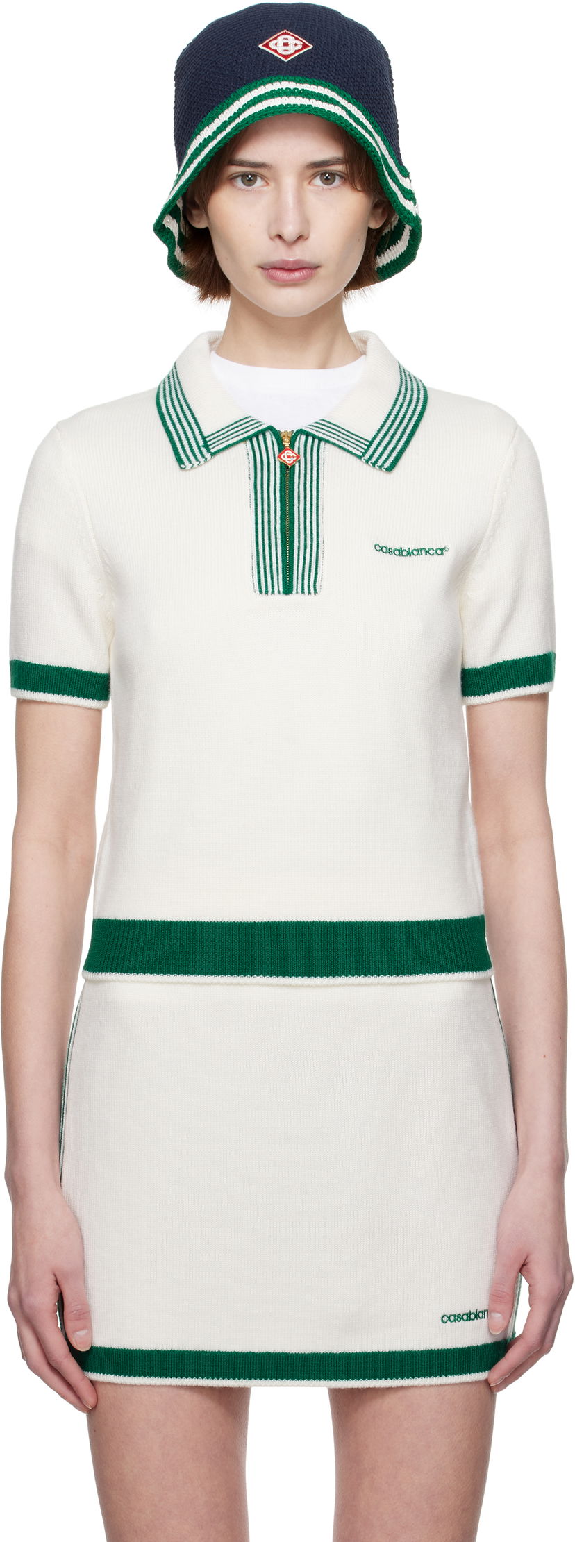 Hame Casablanca Casablanca Knit Tennis Polo Valkoinen | WPS25-KW-856-01