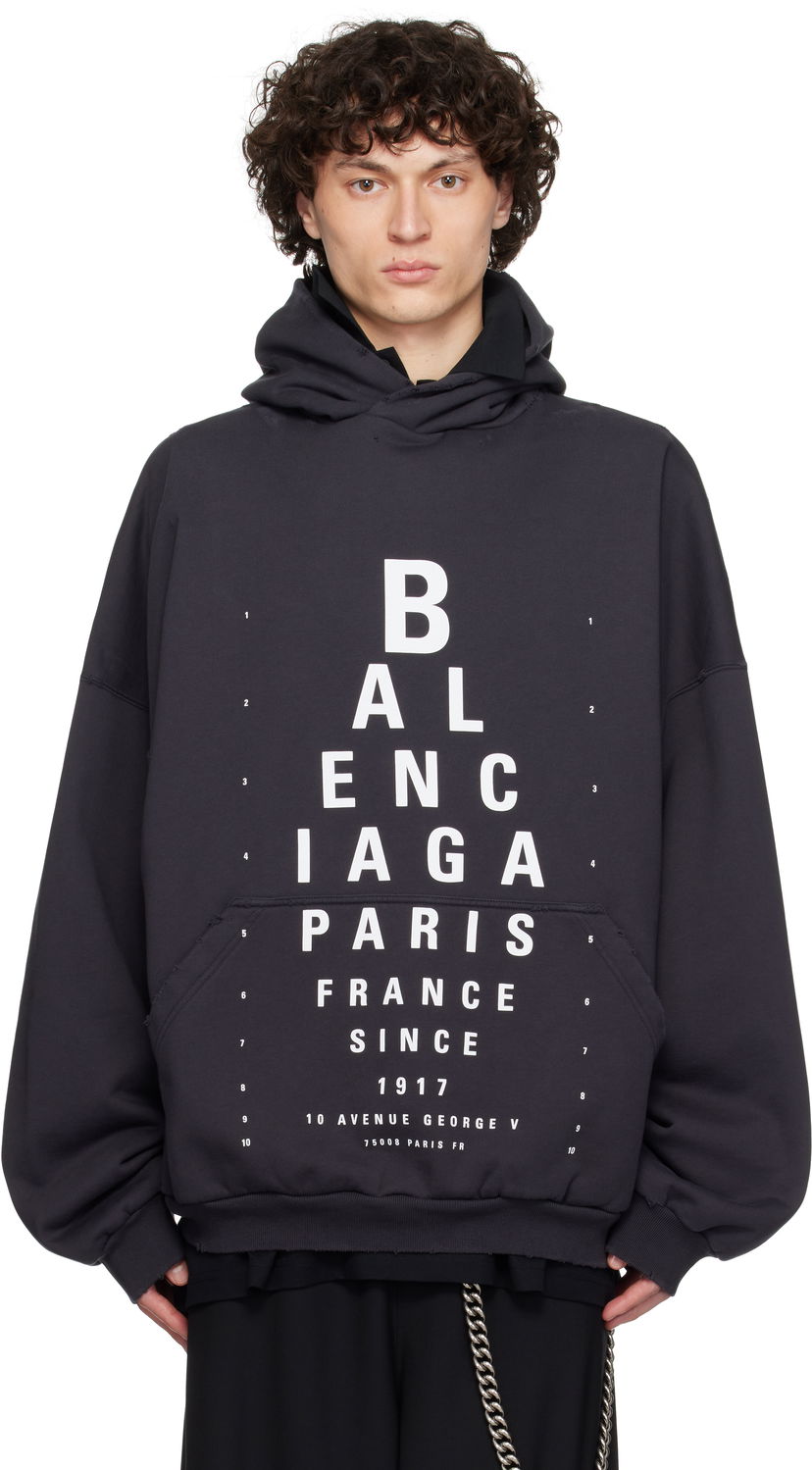 Huppari Balenciaga Optical Large Fit Hoodie Musta | 803265TRVU7