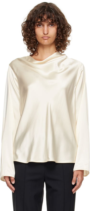 Paita Loulou de Saison Loulou de Saison Riddy Draped Satin Blouse Valkoinen | RIDDY, 0