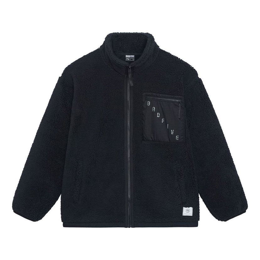 Takki Li-Ning BadFive Pocket Fleece Jacket Musta | AFDSA67-4