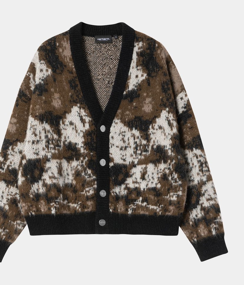 Villapaita Carhartt WIP Merlin Cardigan Wild Dog Jacquard Ruskea | I035417_5
