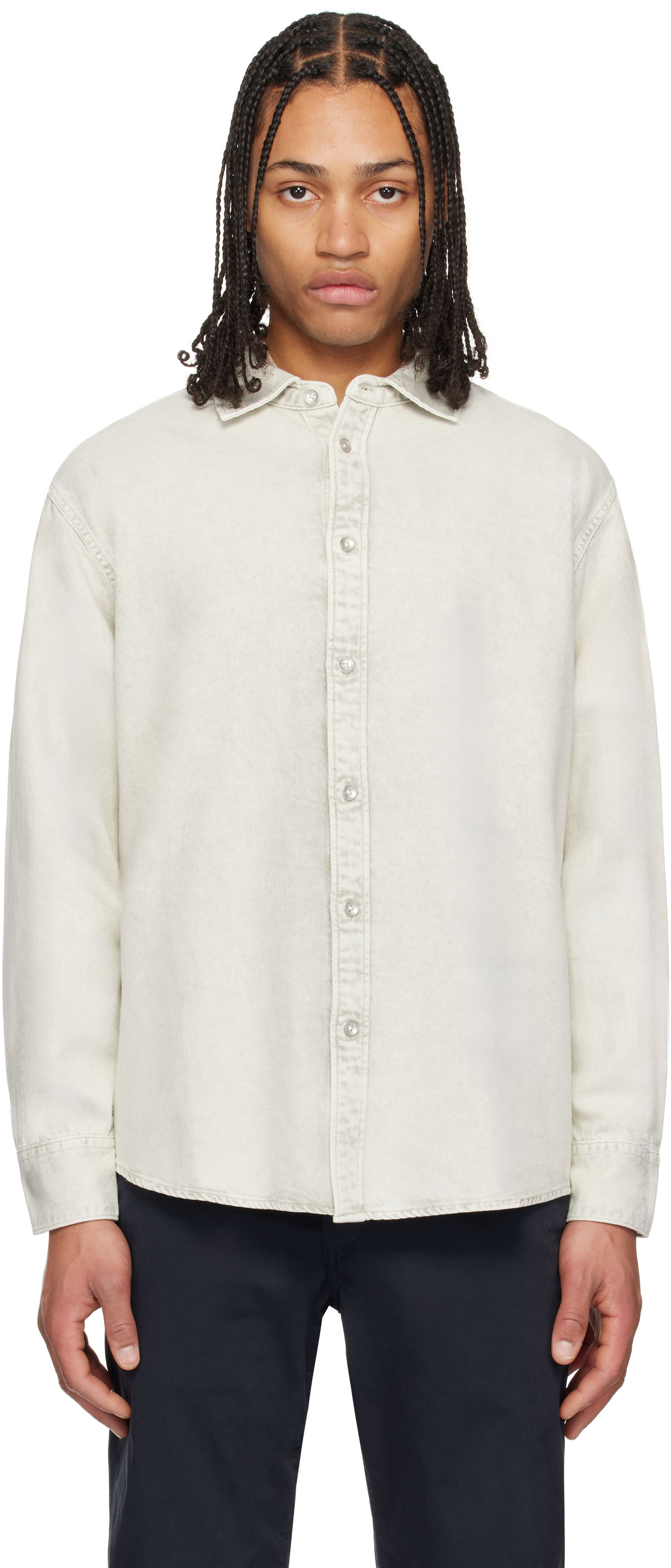 Paita rag & bone Rag & Bone Matthew Denim Shirt Beige | MED24H1438UFCC, 0