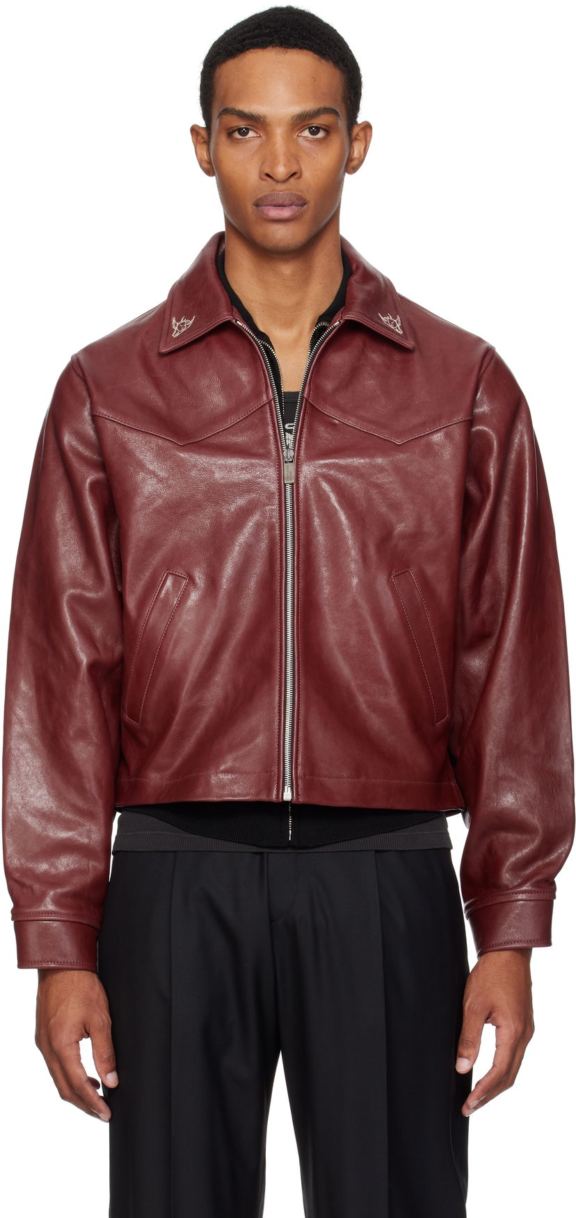 Takki Enfants Riches Déprimés Enfants Riches Déprimés Principe de l'Amour Western Leather Jacket Burgundia | 030-508