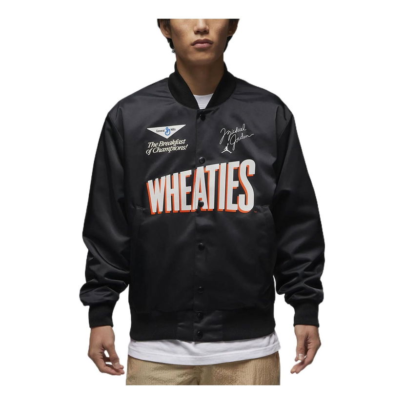 Bomber-takki Jordan Flight MVP Satin Jacket Musta | DV7579-010