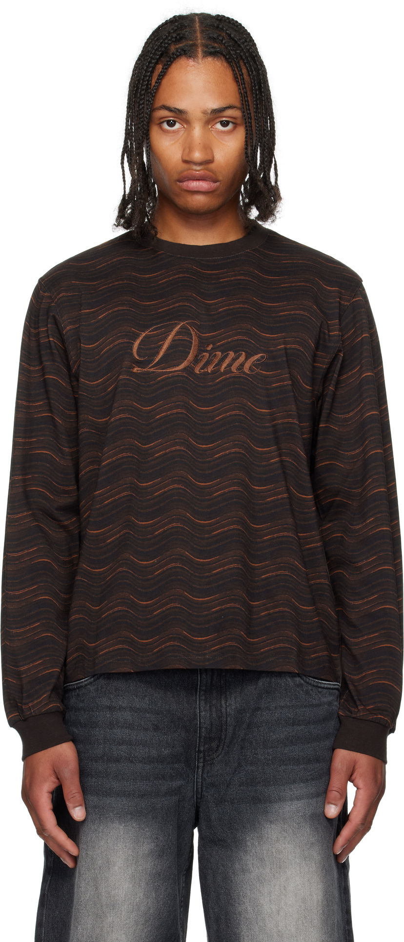 T-paita Dime Dime Transmission Long Sleeve T-Shirt Ruskea | DIMESU259BRO