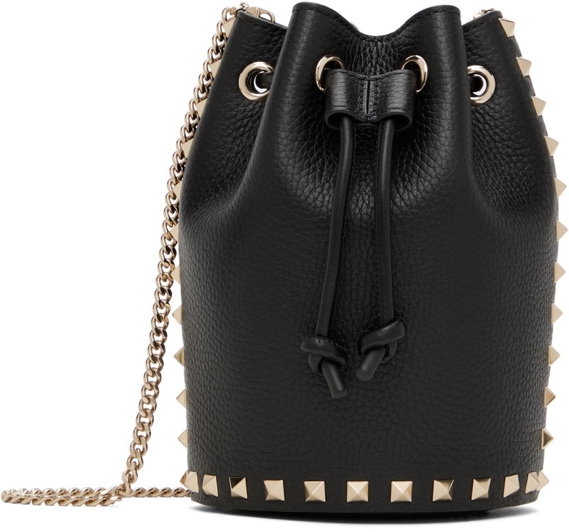 Käsilaukku Valentino Valentino Garavani Mini Rockstud Drawstring Bag Musta | 6W2P0AI4VSH