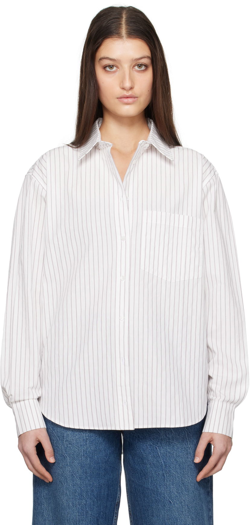Paita Anine Bing ANINE BING Braxton Striped Button-Down Shirt Valkoinen | A-07-10842-MTL41