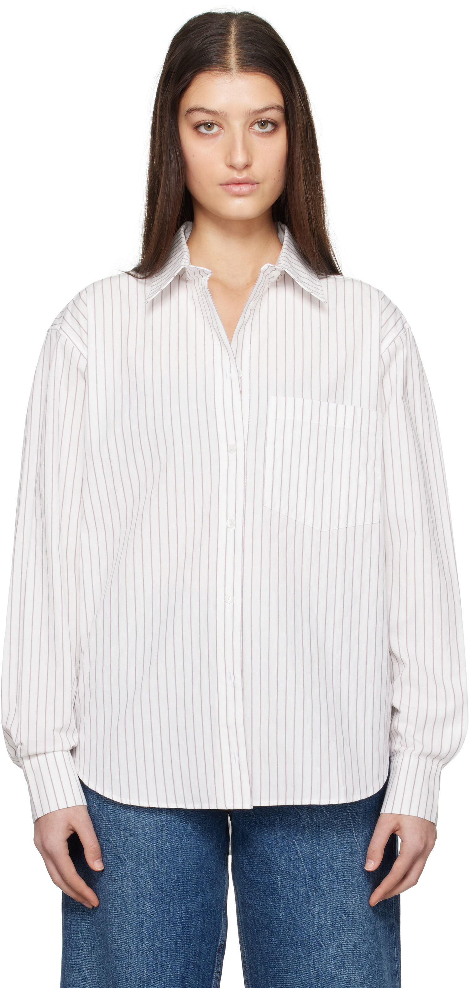 Paita Anine Bing ANINE BING Braxton Striped Button-Down Shirt Valkoinen | A-07-10842-MTL41, 0