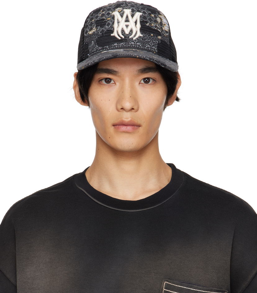 Korkki AMIRI AMIRI Bandana Repair Trucker Cap Musta | AMHATR1028