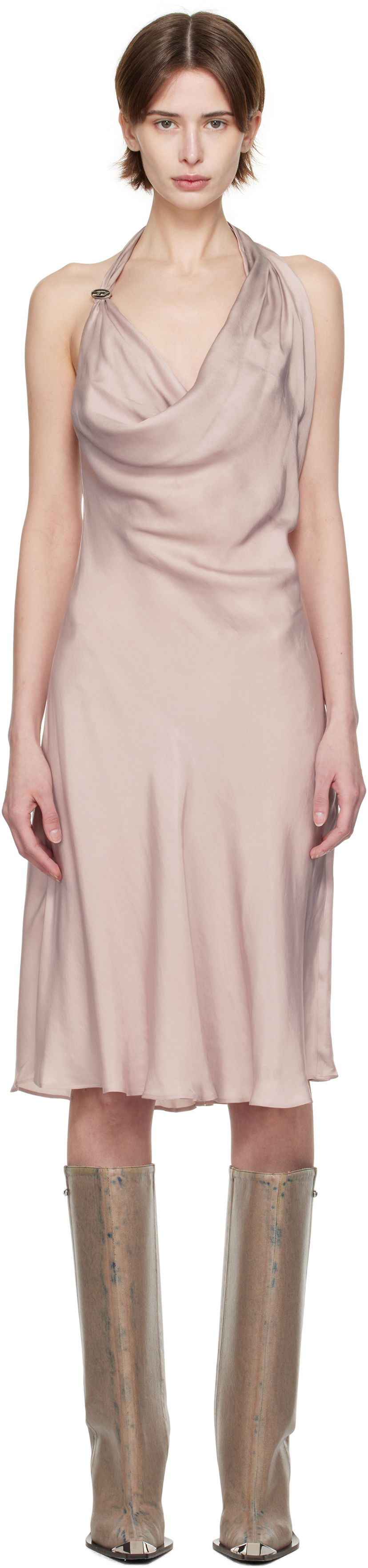 Mekko Diesel Diesel D-Estiny Halter Neck Midi Dress Vaaleanpunainen | A16221 0JNAC