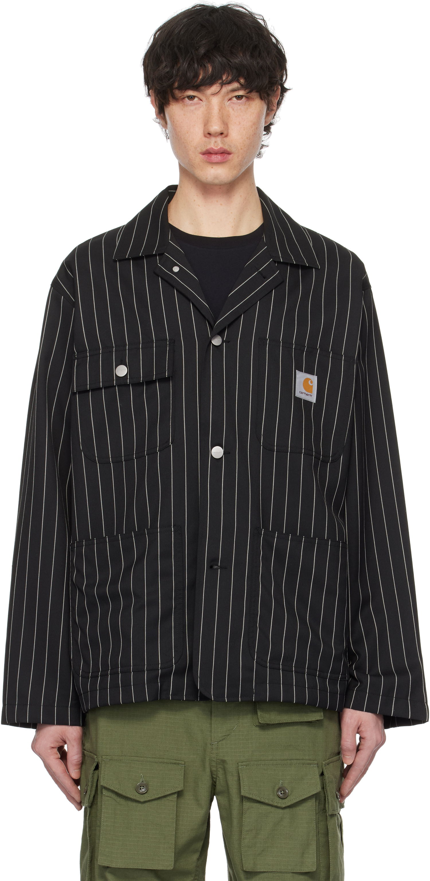 Takki Carhartt WIP Work In Progress Seaton Pinstriped Blazer Musta | I034437, 0