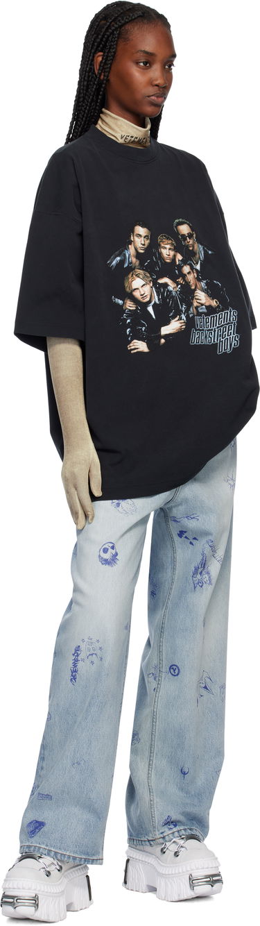 Jeans VETEMENTS Vetements Scribbled Baggy Jeans Sininen | UA66PA550L, 3