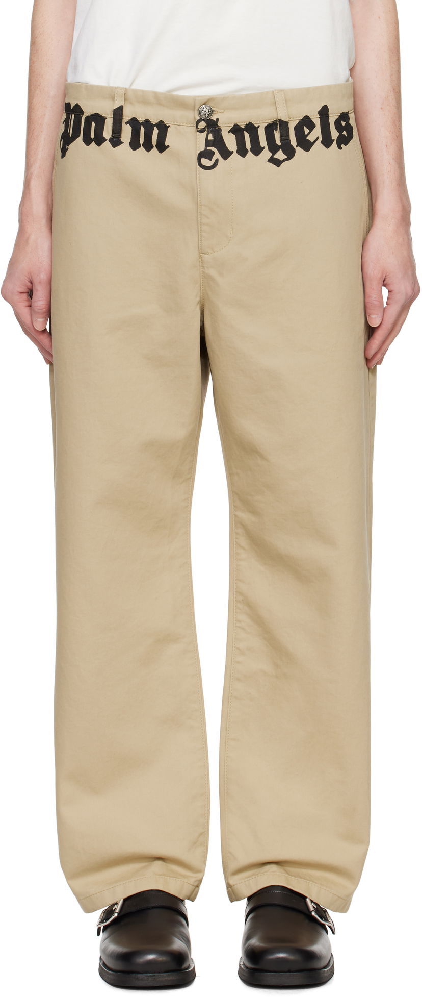Housut Palm Angels Classic Logo Chino Trousers Beige | PMCG005F24FAB0016203