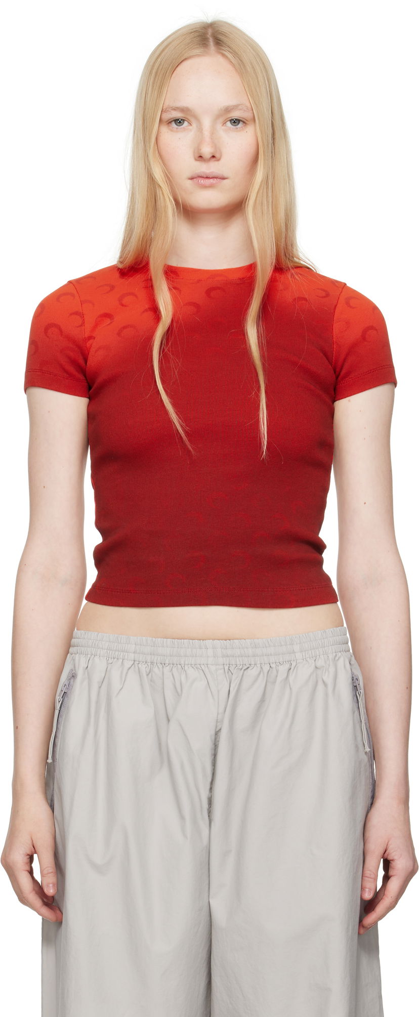 Crop top Marine Serre Marine Serre Moon Faded Baby Fit T-shirt Punainen | WTT012A CJER0070