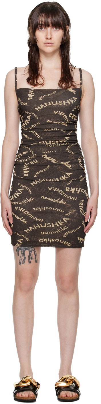 Mekko Nanushka Adie Mini Bodycon Dress Ruskea | NW22PFDR00177