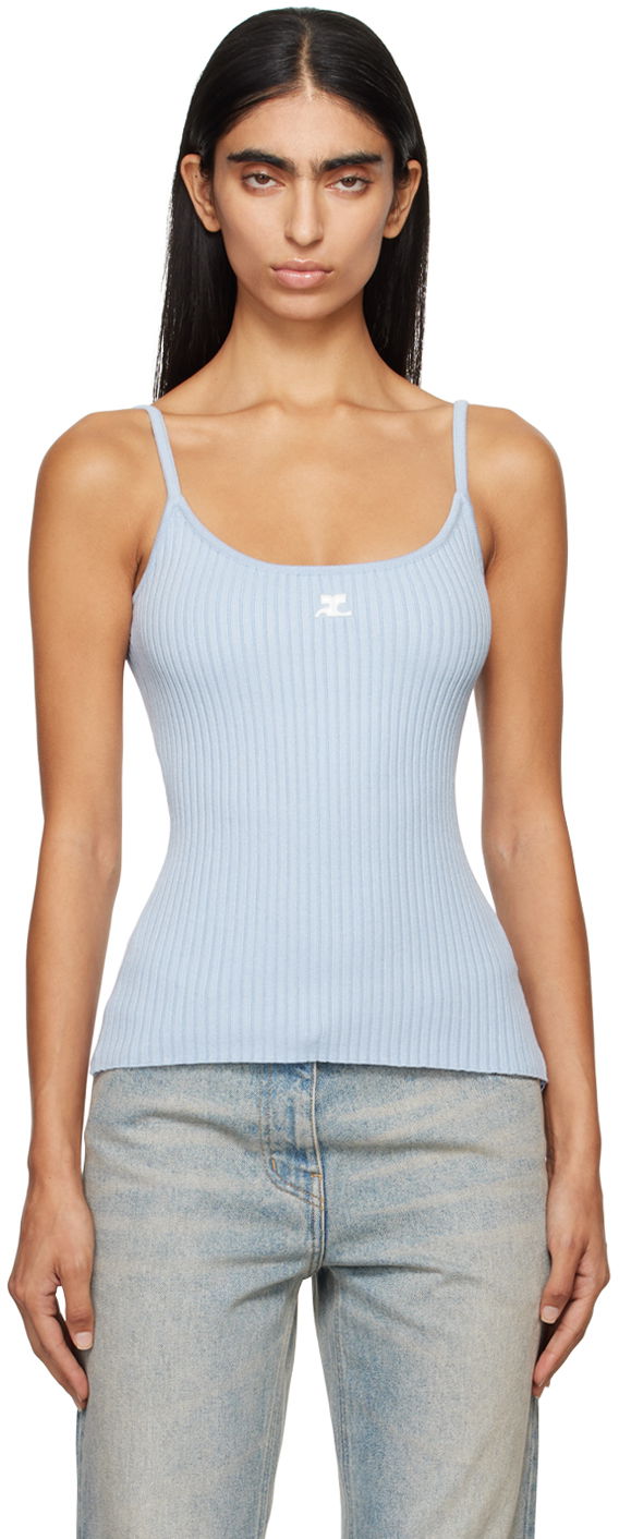 Tankkitoppi Courrèges Rib Knit Camisole Sininen | PERMDE012FI0001