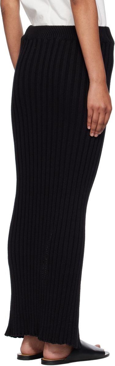 Hame Baserange Baserange Macau Midi Ribbed Knit Skirt with Slits Musta | SSMA-OC-AU25, 2