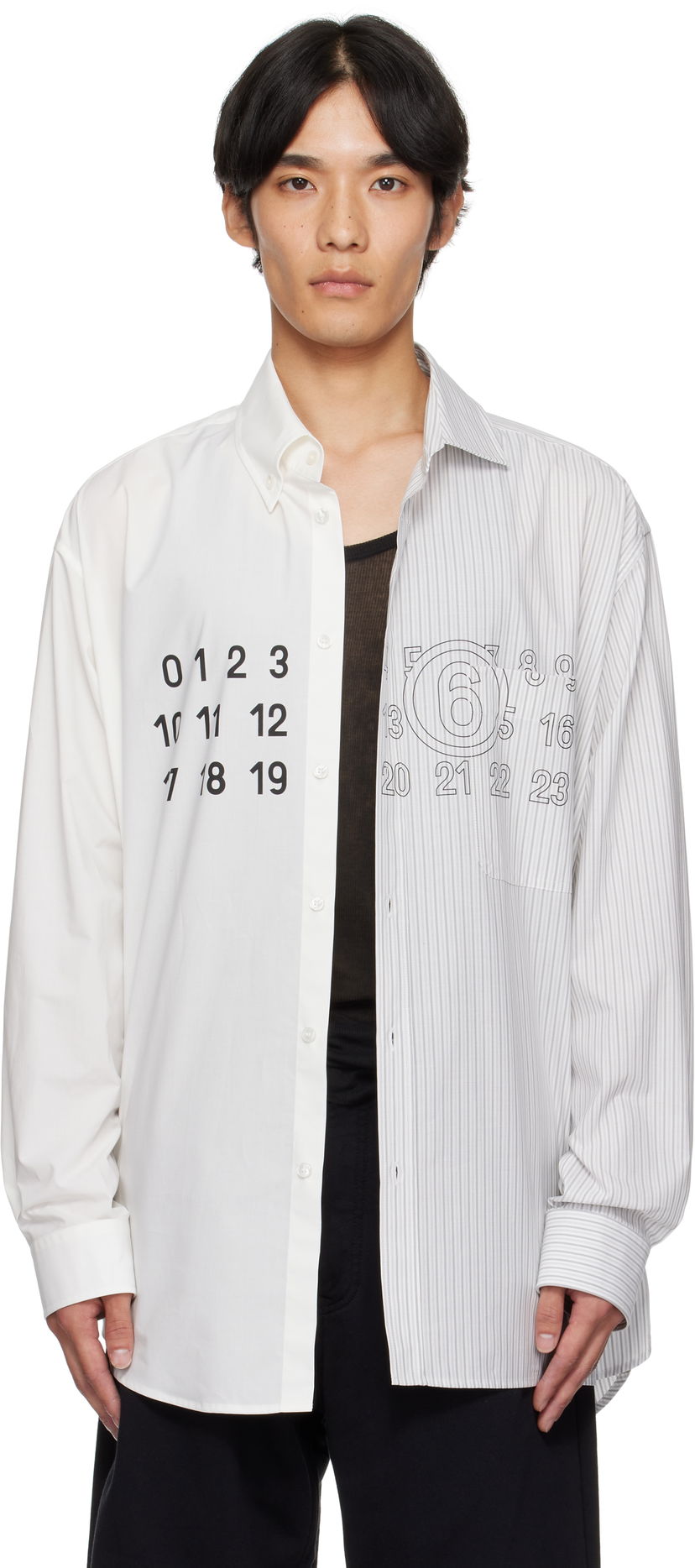 Paita Maison Margiela MM6 Maison Margiela Long Sleeve Shirt with Number Print Valkoinen | SH0DT0025 MTN085