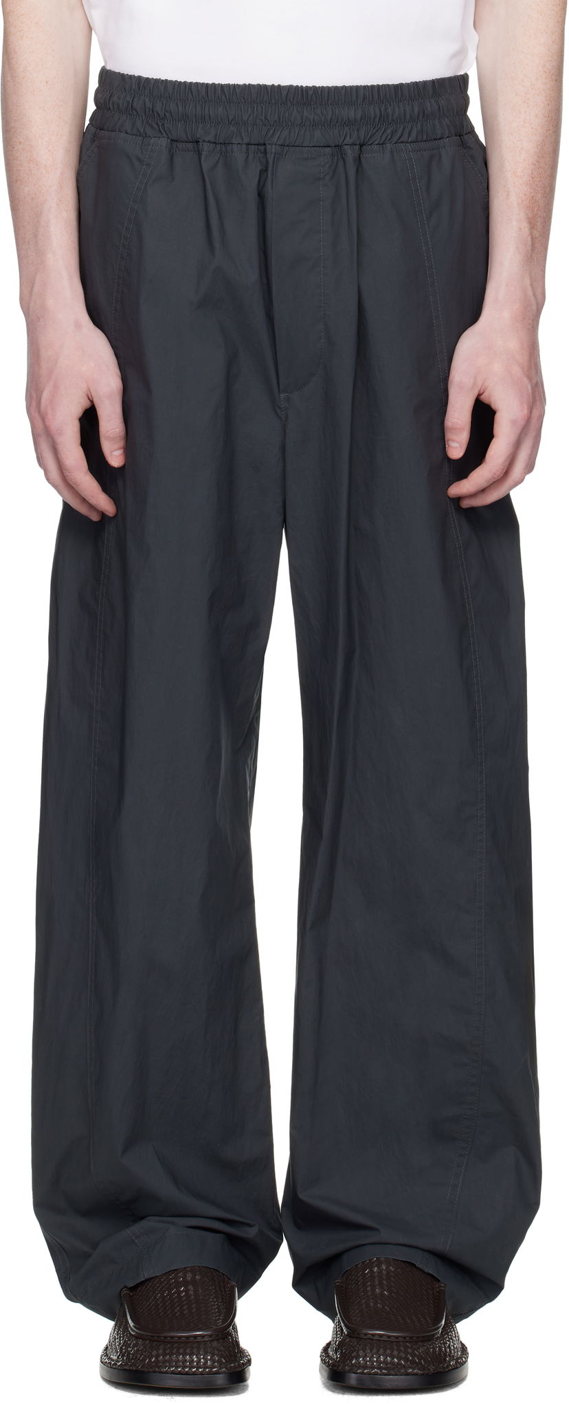 Housut Bottega Veneta Bottega Veneta Resinated Cotton Trousers Harmaa | 826832V5D201592