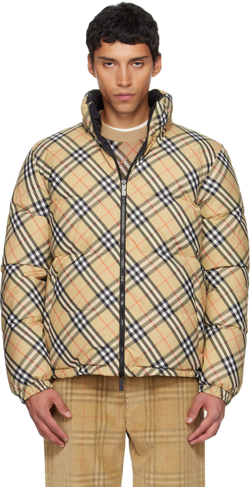 Puffer takki Burberry Burberry Check Puffer Jacket Beige | 8111379