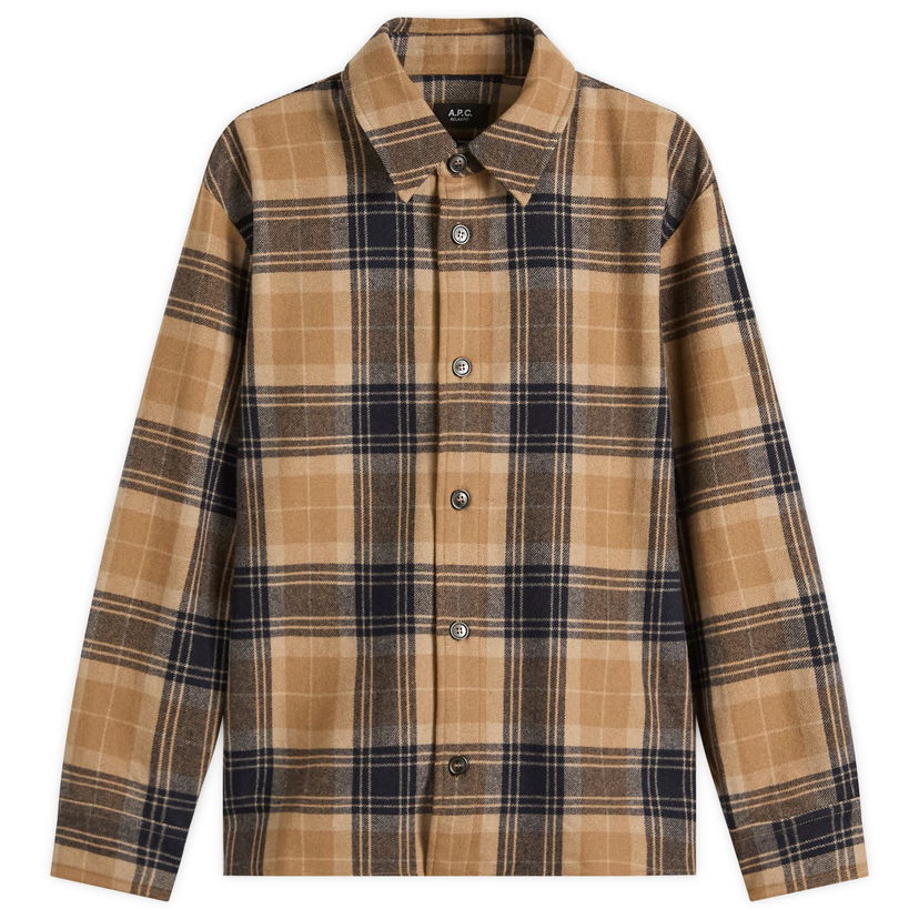 Paita A.P.C. A.P.C. Bobby Check Wool Overshirt Ruskea | WOARF-H02884-IAK