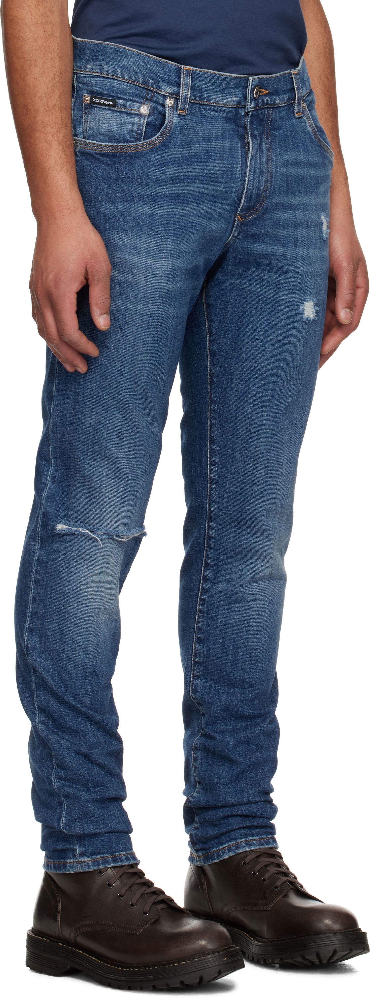 Jeans Dolce & Gabbana Dolce&Gabbana Slim-Fit Stretch Jeans with Logo Embroidery Sininen | GY07CZG8MX3, 1