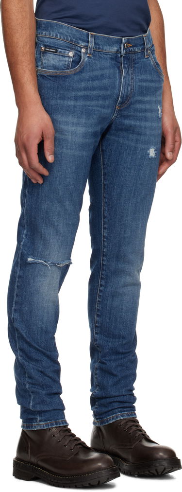 Jeans Dolce & Gabbana Dolce&Gabbana Slim-Fit Stretch Jeans with Logo Embroidery Sininen | GY07CZG8MX3, 1