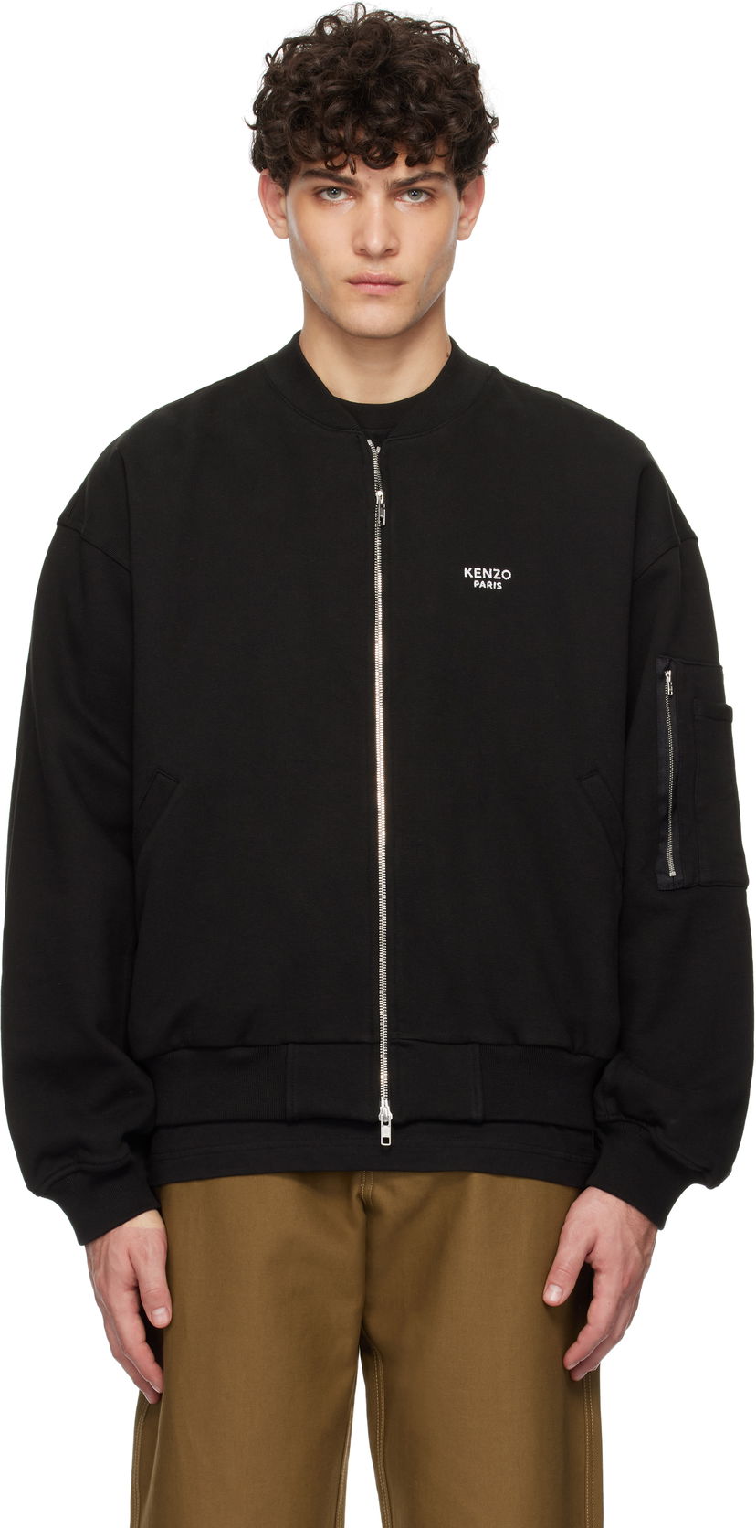 Bomber-takki KENZO Paris Pop Embroidered Bomber Jacket Musta | FF55BL2124MT