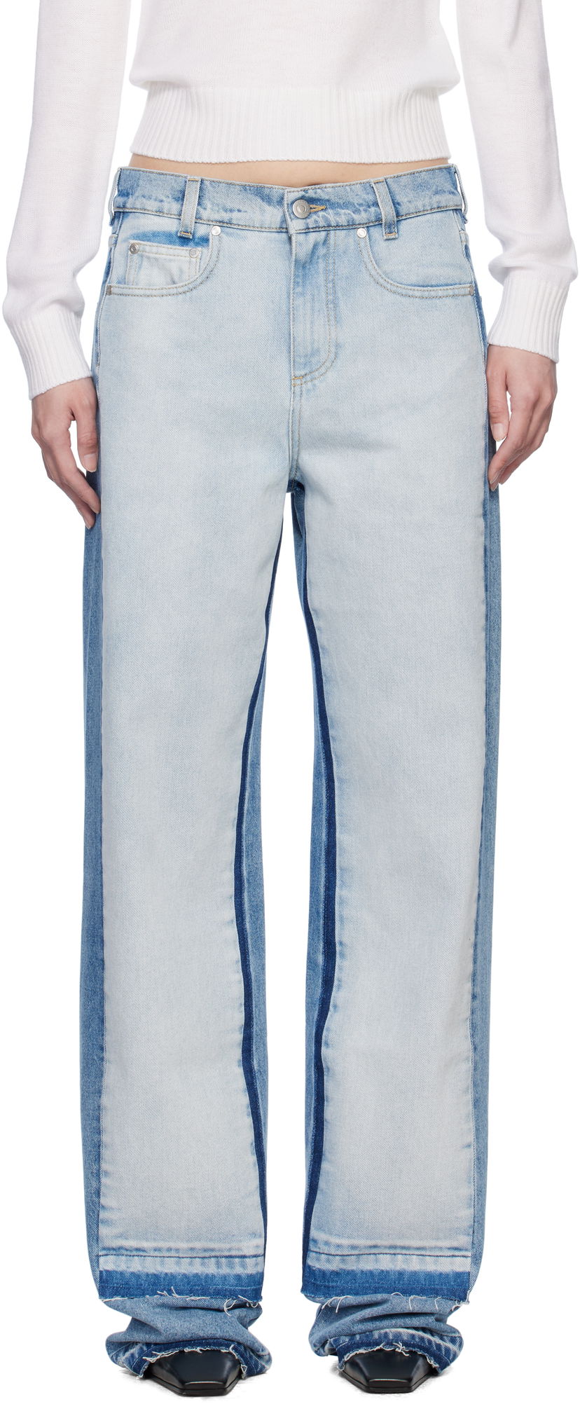 Jeans Stella McCartney Stella McCartney Contrast Panel Straight Leg Jeans Sininen | 6D03393SQH10