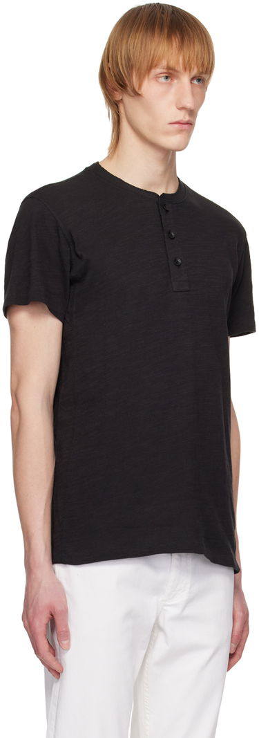 T-paita rag & bone Rag & Bone Classic Cotton Henley T-Shirt Musta | M000T906G, 4