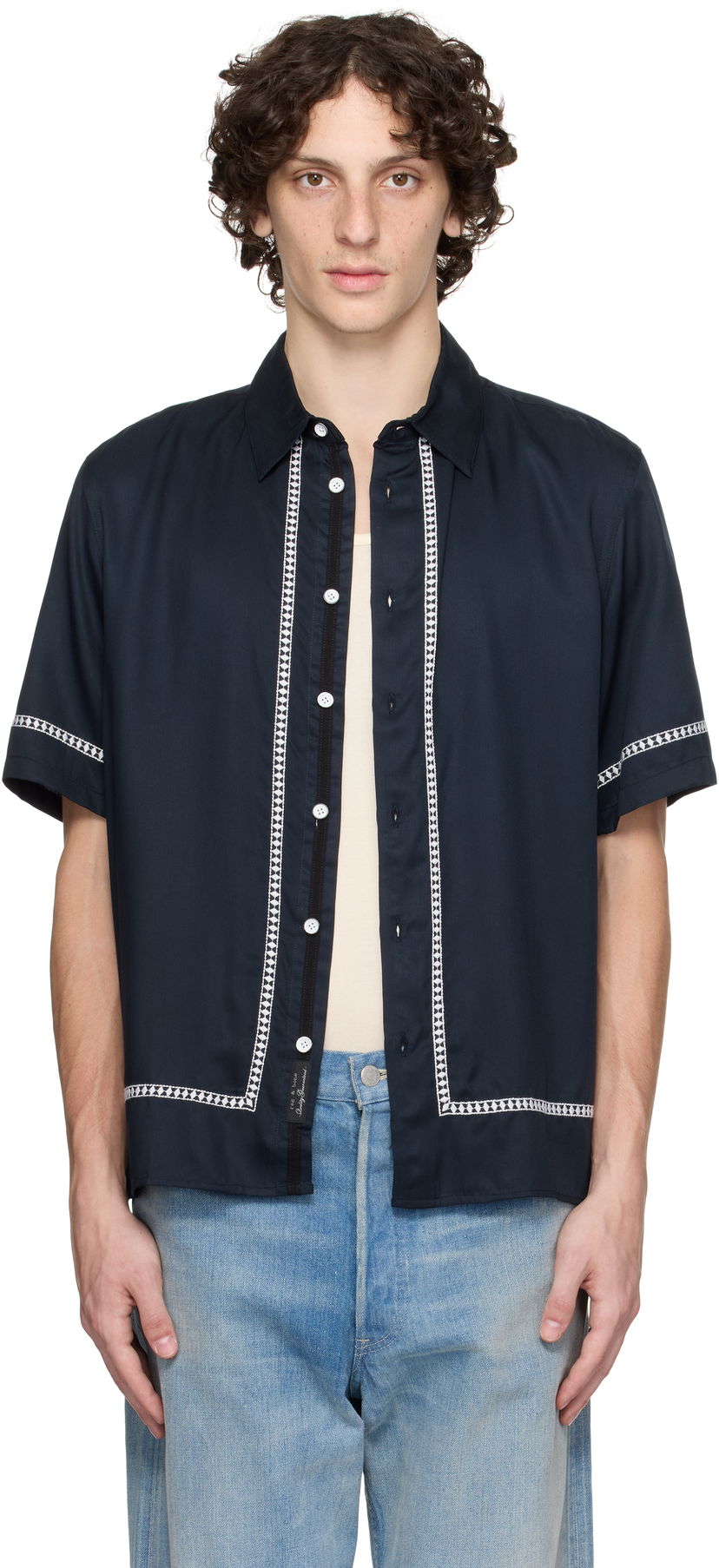 Paita rag & bone rag & bone Dalton Embroidered Shirt Tummansininen | MBW25PA027SVML