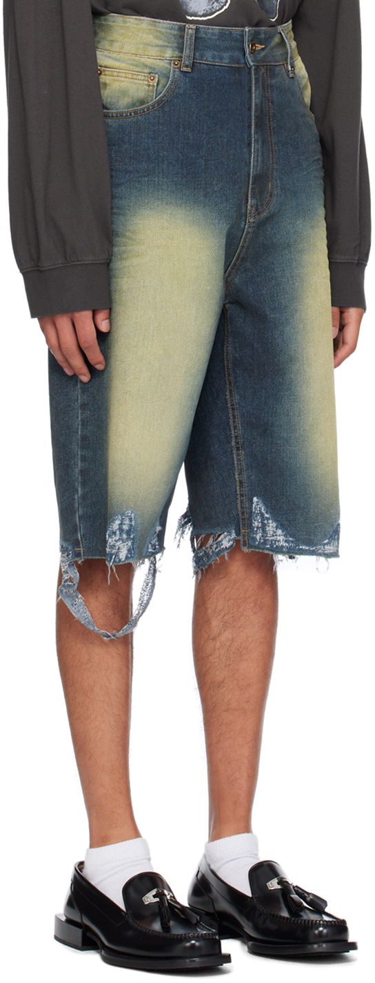 Jeans We11done Washed Denim Raw Edge Shorts Sininen | WD-DP2-24-315-M-BL, 1