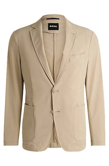 Takki BOSS BOSS Slim-Fit Travel Stretch Softshell Suit Jacket Beige | 50538635