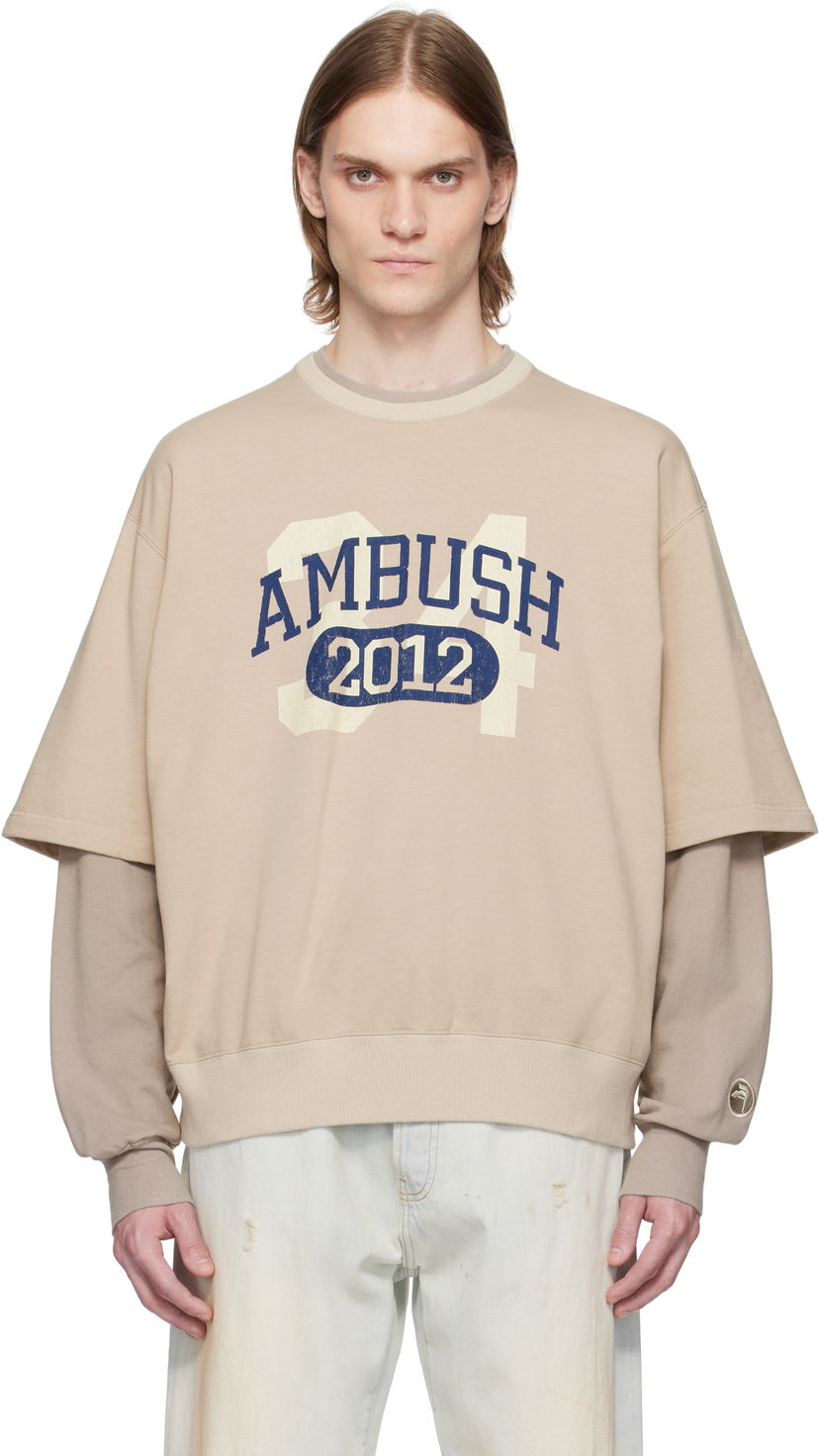 Villapaita Ambush AMBUSH Layered Sweatshirt Beige | 12115331