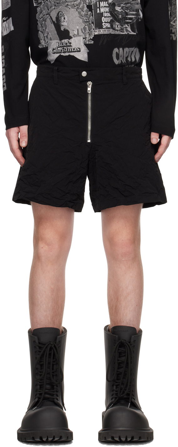 Shortsit We11done We11done Crumpled Shorts Musta | WD-PT1-23-271-M-BK