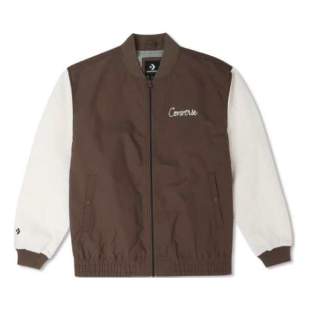 Bomber-takki Converse Chain Stitch Woven Jacket Ruskea | 10025514-A01