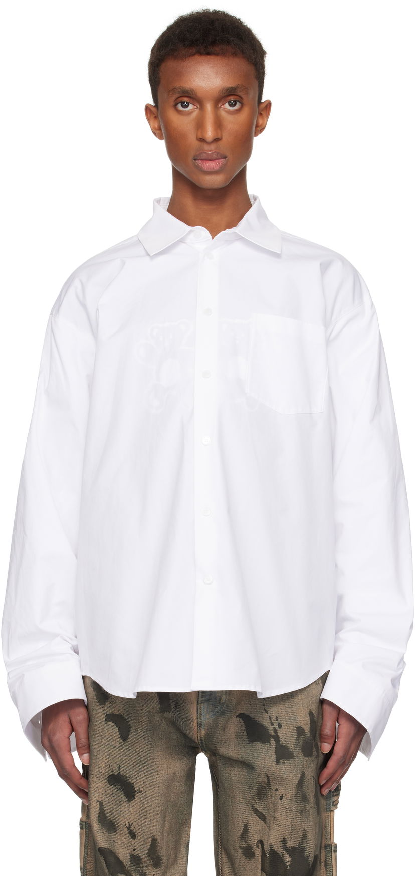 Paita We11done We11done Twisted Sleeve Button-Up Shirt Valkoinen | WD-SH3-24-110-U-WH