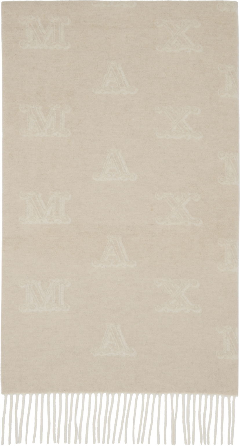 Huivi Max Mara Wsklause Monogram Jacquard Fringed Scarf Beige | 2524546302600