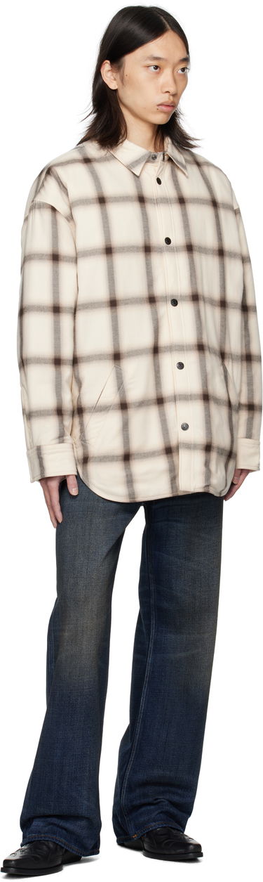 Paita Acne Studios Acne Studios Flannel Button-Up Overshirt Beige | B90845-, 3