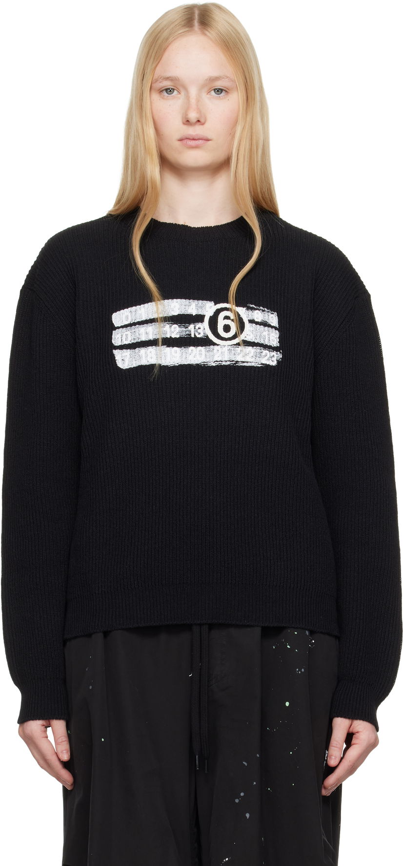 Villapaita Maison Margiela MM6 Maison Margiela Numeric Knit Sweater Musta | SH2HL0022 M13124