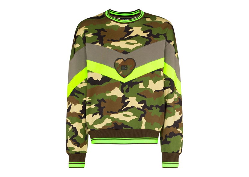 Huppari Dolce & Gabbana Heart Logo Plaque Sweatshirt Green/Multi Monivärinen | G9UZ2ZFS75D
