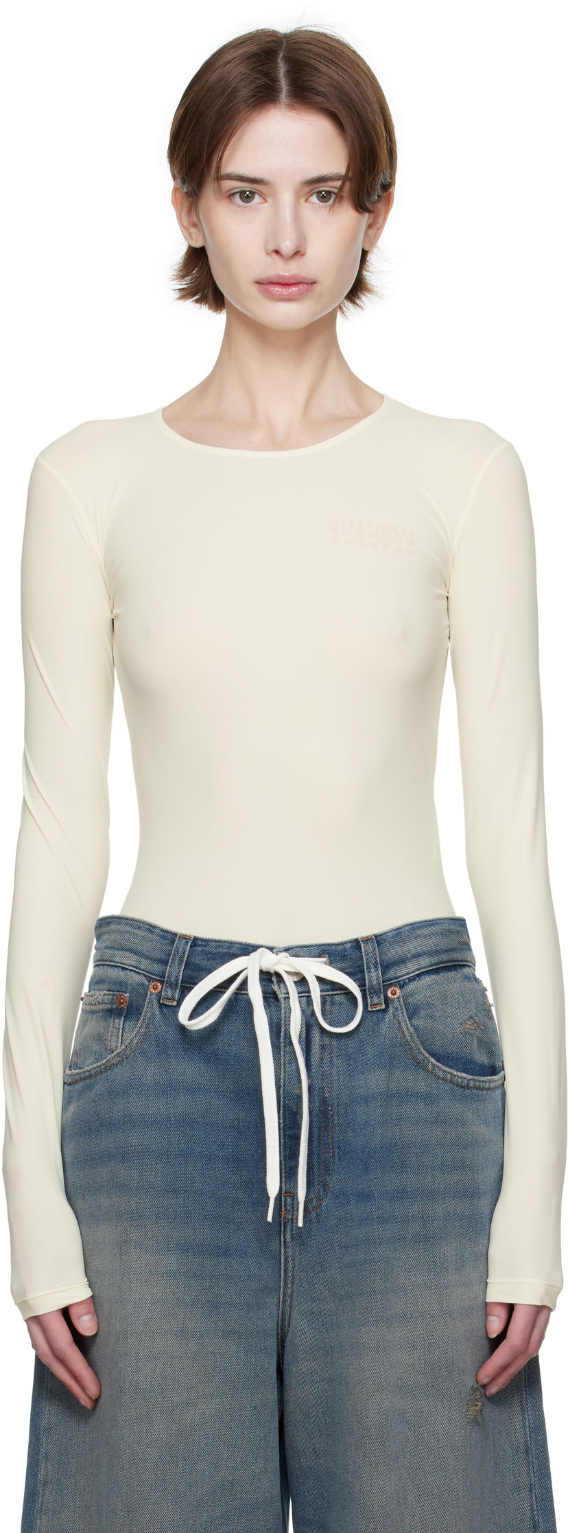 Body Maison Margiela MM6 Maison Margiela Jersey Lycra Bodysuit Beige | S62NA0077 S20518